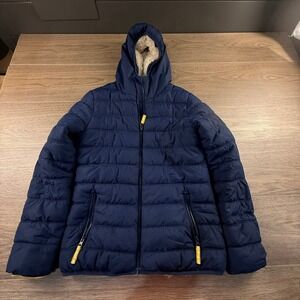 Johnnie B by Boden Boys Sherpa Lined Puffer Jacket Navy Blue 13/14 Outdoors